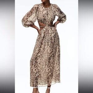Zara Women’s Leopard Safari Print Cut Out Dress - sz S